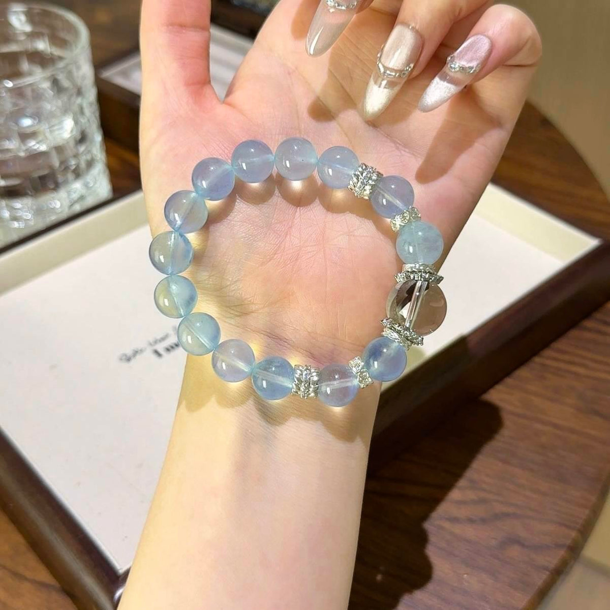 海蓝宝白水晶手串