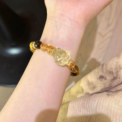 黄虎眼黄塔晶黄水晶狐狸手串