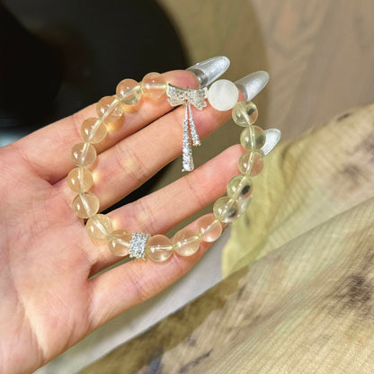 黄水晶白幽灵蝴蝶结手串
