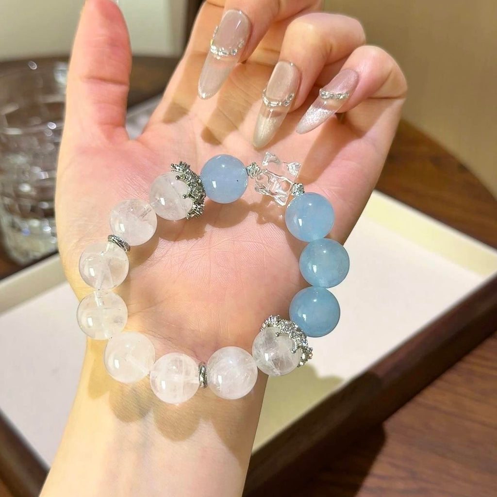 蓝玉髓白幽灵白水晶梅尔卡巴手串
