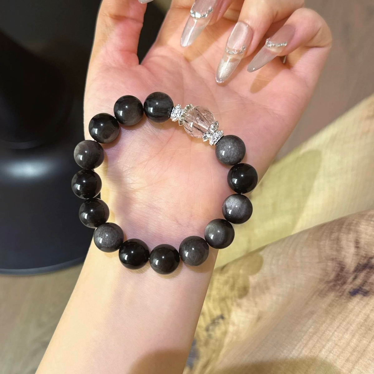 银曜石黑发晶手串