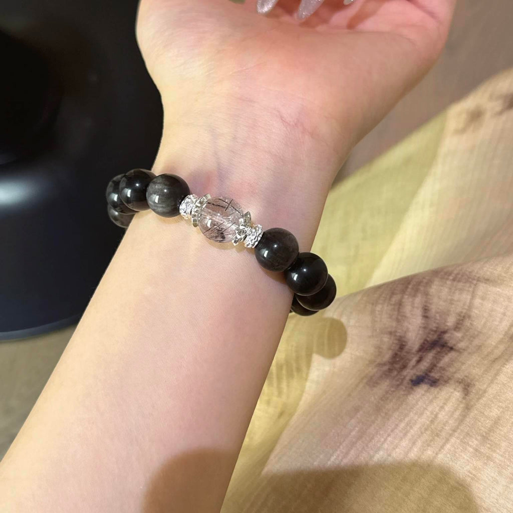 银曜石黑发晶手串
