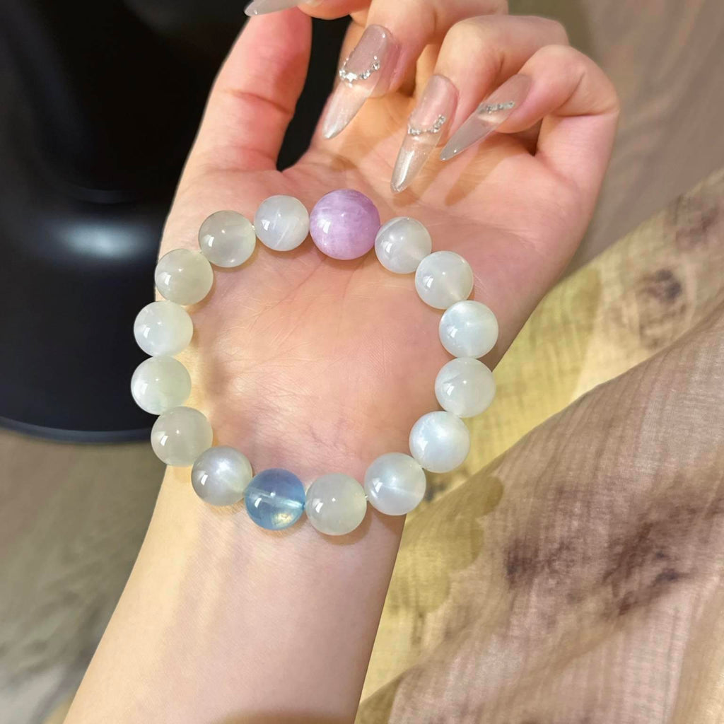 白月光紫锂辉海蓝宝手串