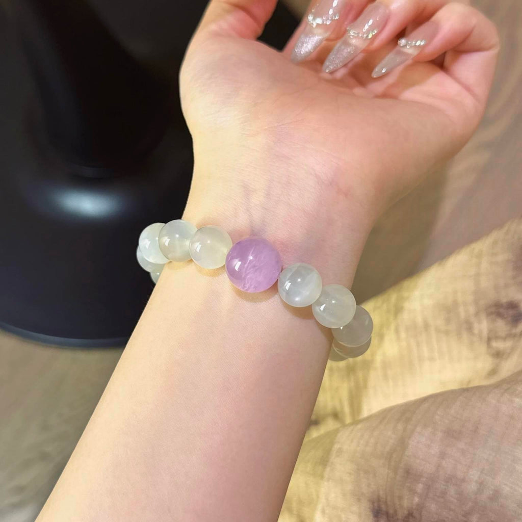 白月光紫锂辉海蓝宝手串