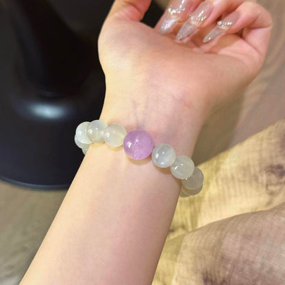 白月光紫锂辉海蓝宝手串