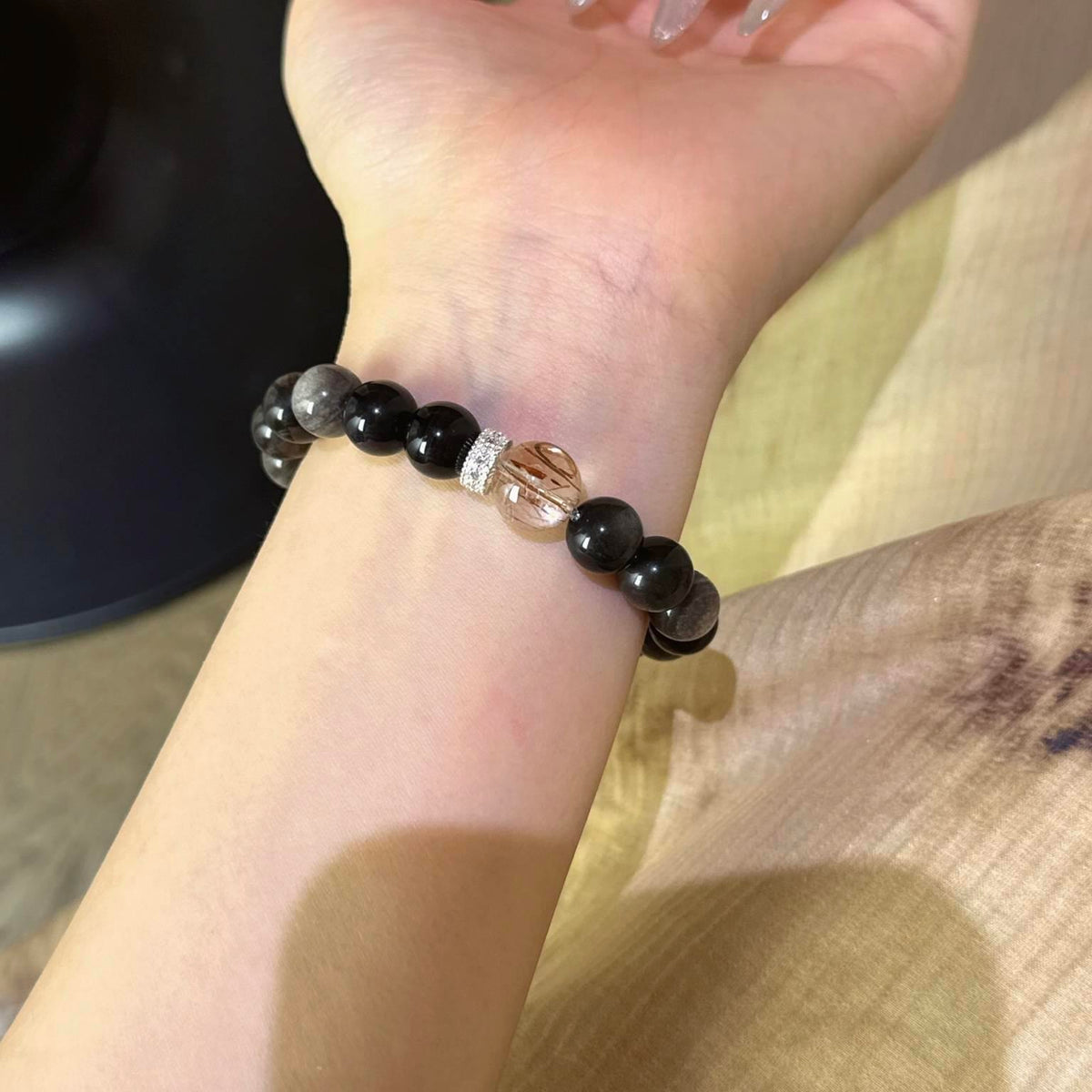 银曜石黑金超手串