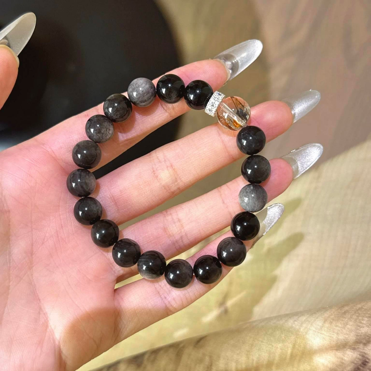 银曜石黑金超手串