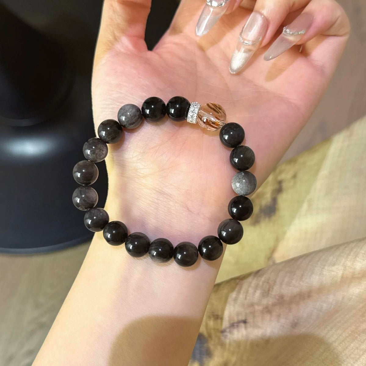 银曜石黑金超手串