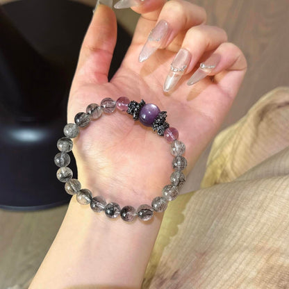 黑发晶紫云母紫晶手串