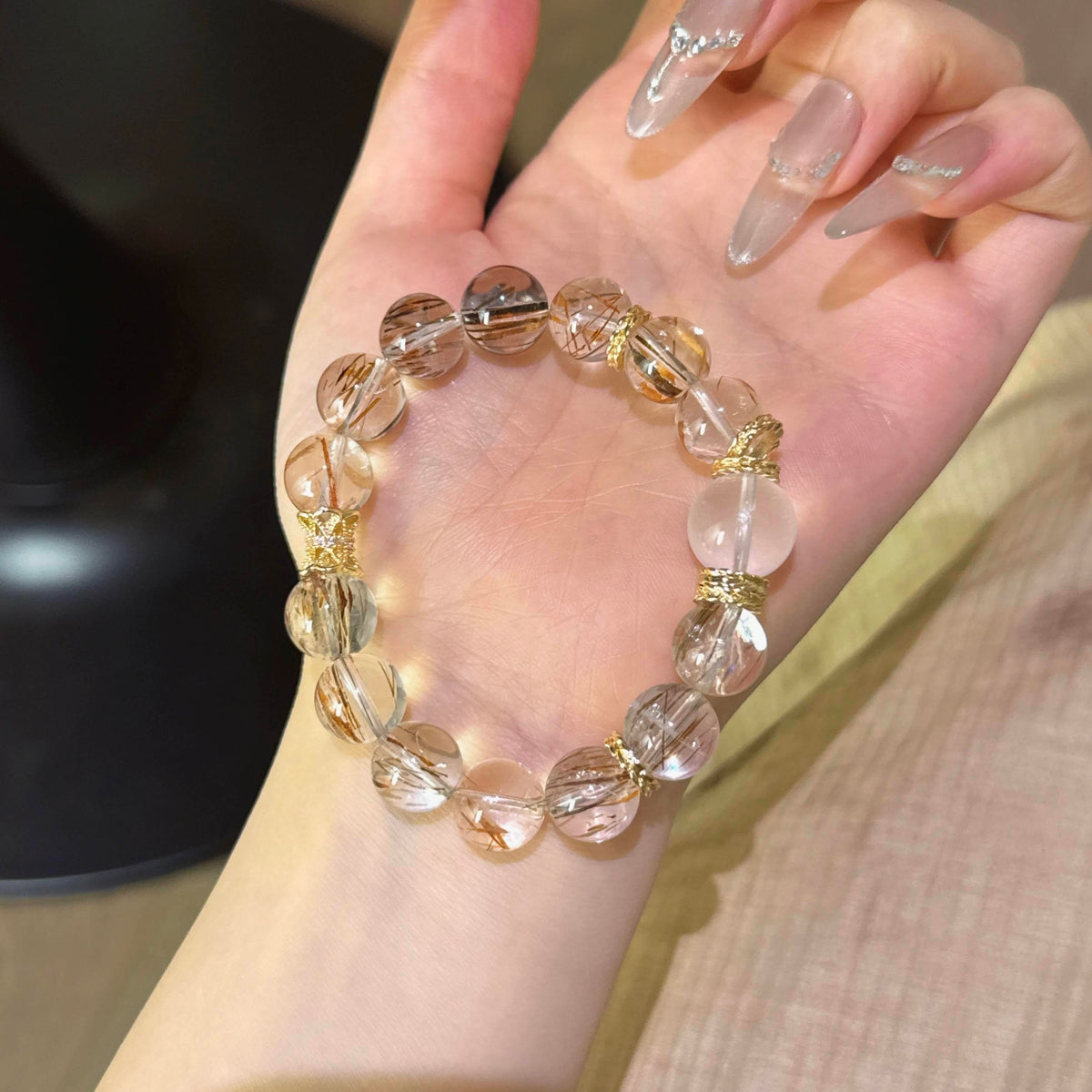 黑金超奶白晶手串