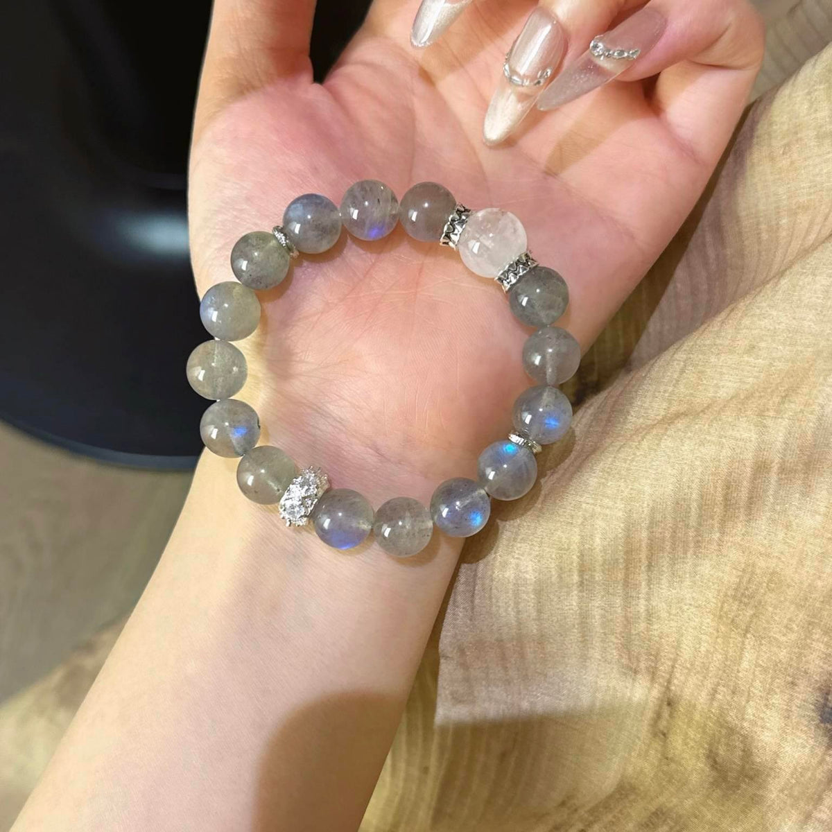 灰月光白幽灵手串