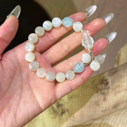 白月光海蓝宝白水晶度母手串