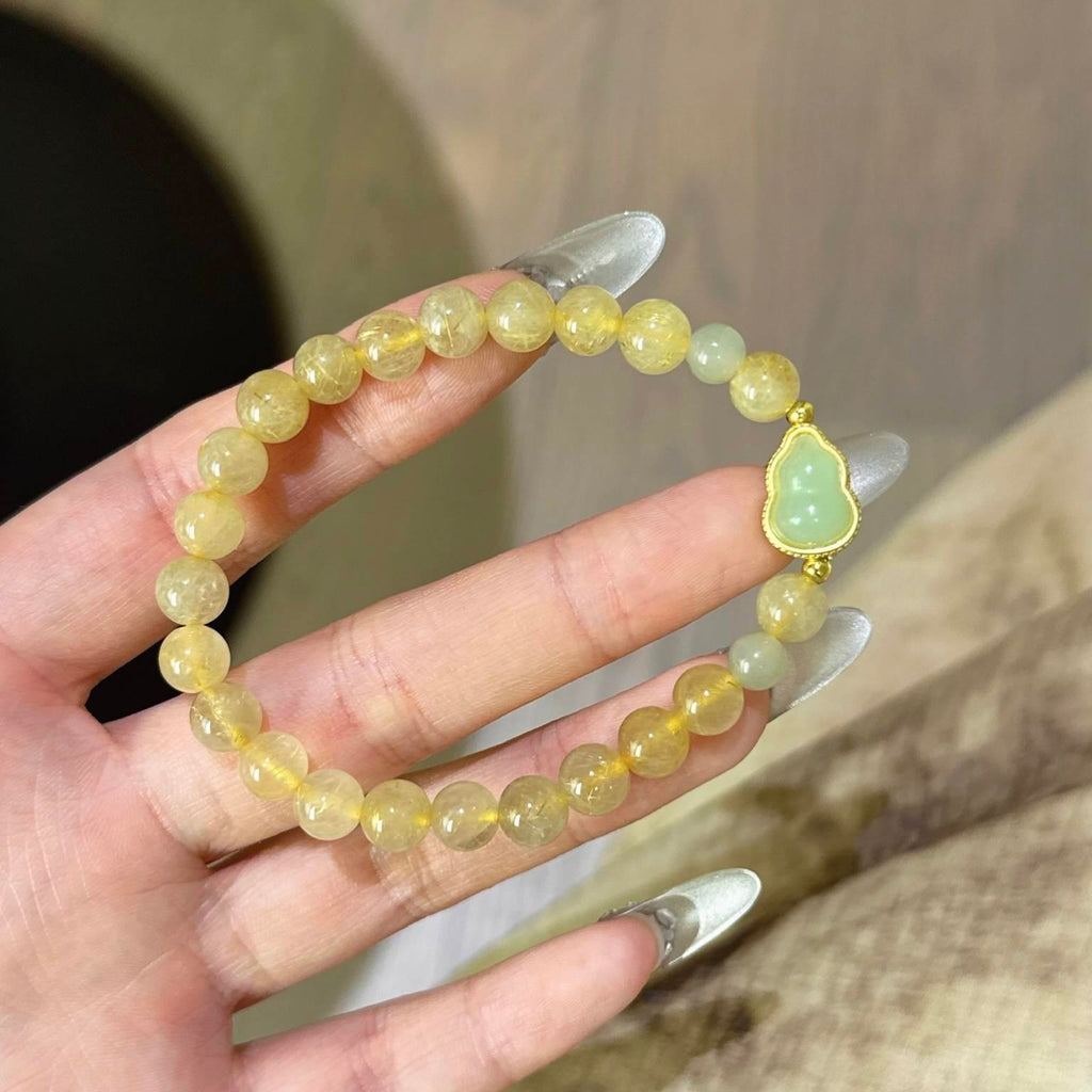 金发晶和田玉葫芦手串