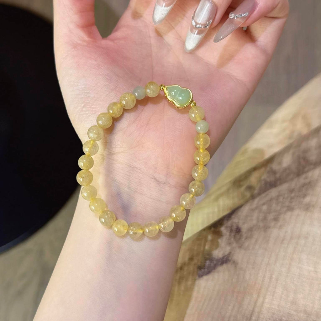 金发晶和田玉葫芦手串