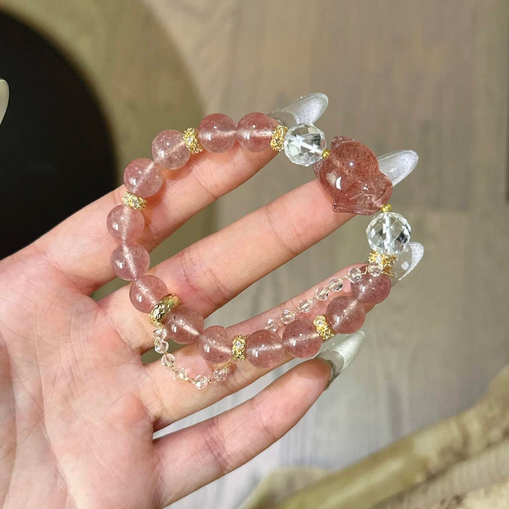 白水晶草莓晶狐狐手串