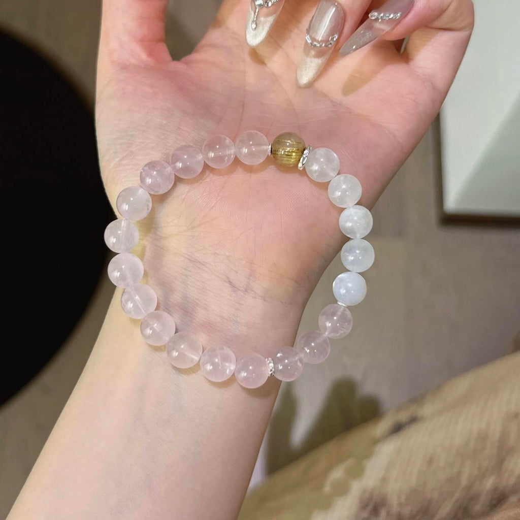 粉水晶蓝月光金发晶手串