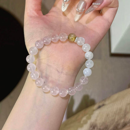粉水晶蓝月光金发晶手串