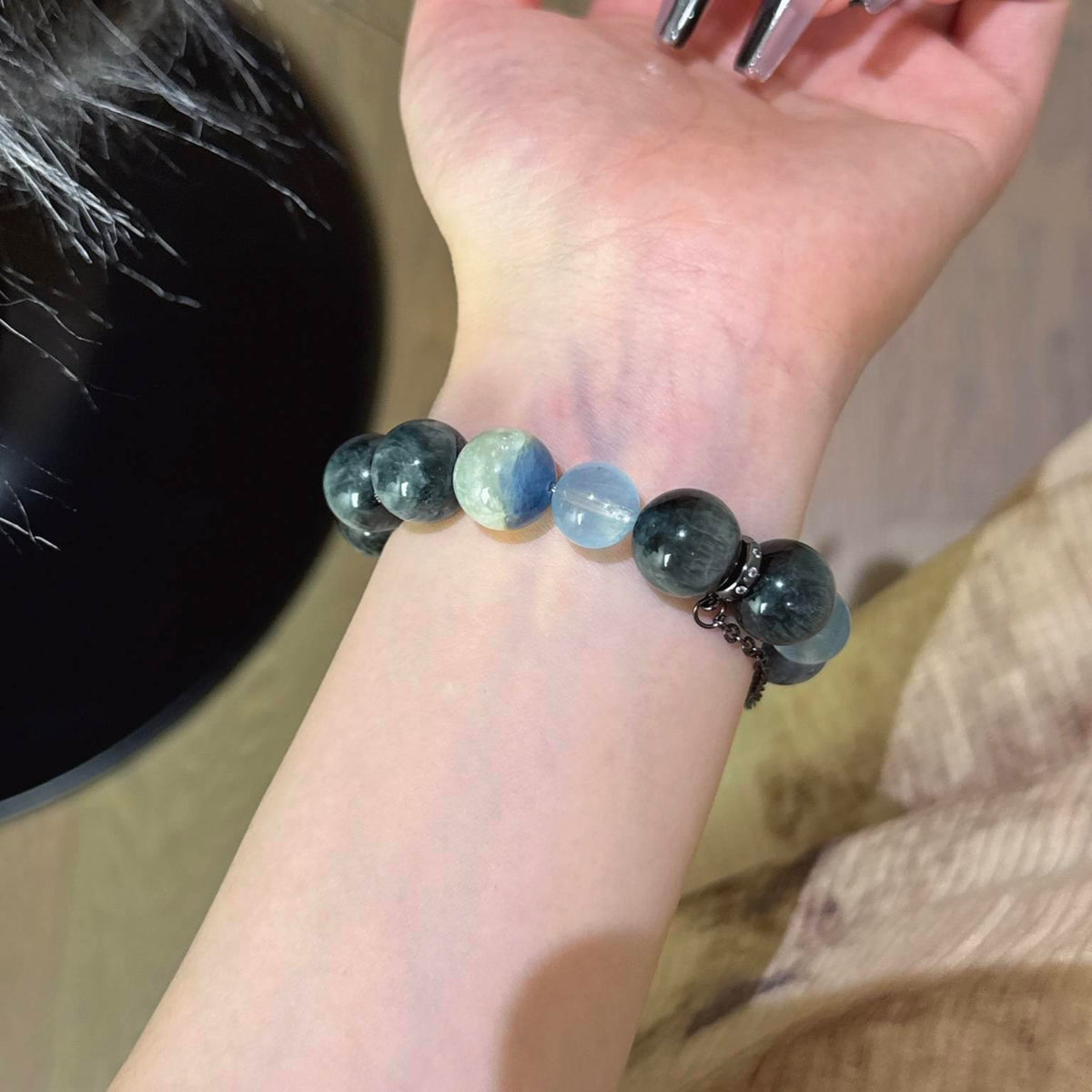 鹰眼石蓝晶海蓝宝手串