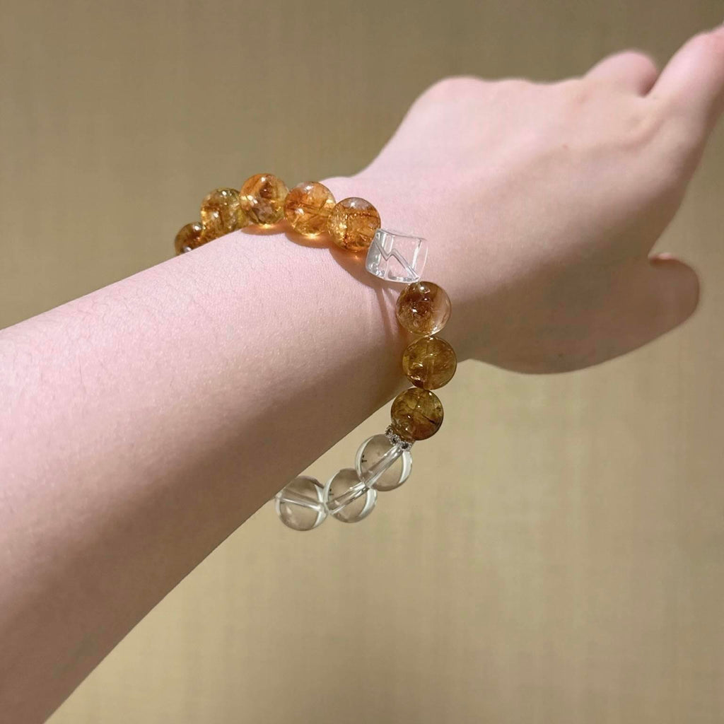 黄塔晶白水晶方糖手串