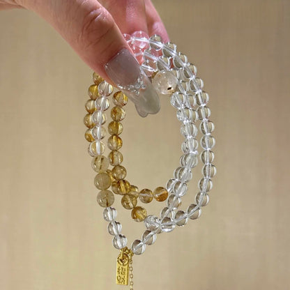 白水晶黄塔晶金发晶手串