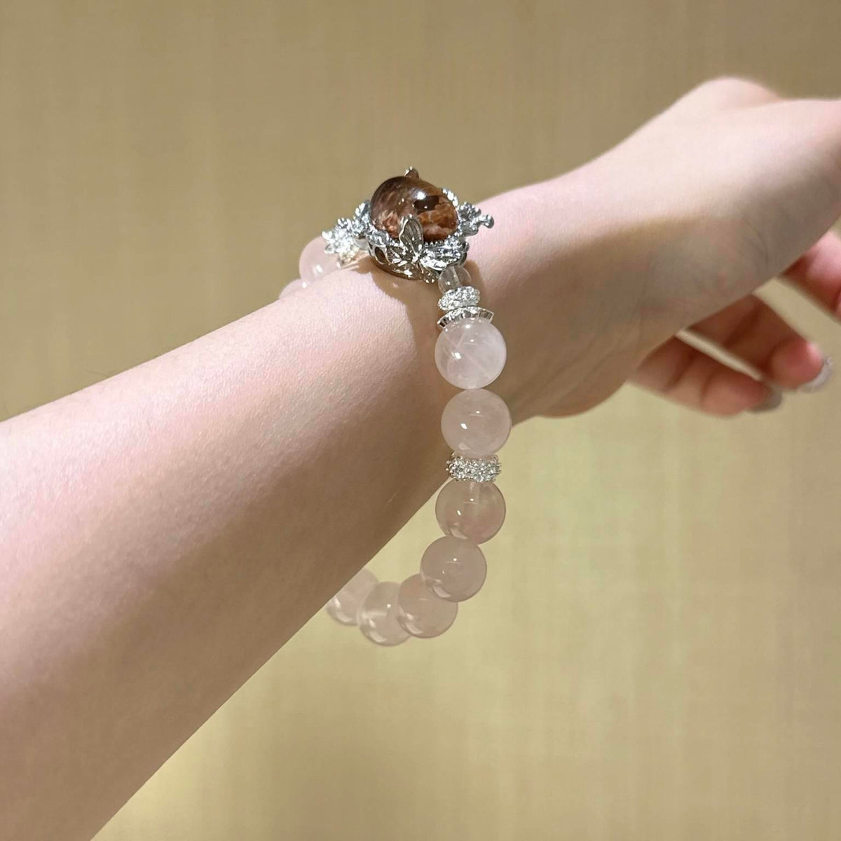 粉水晶白水晶幽灵魔盒手串