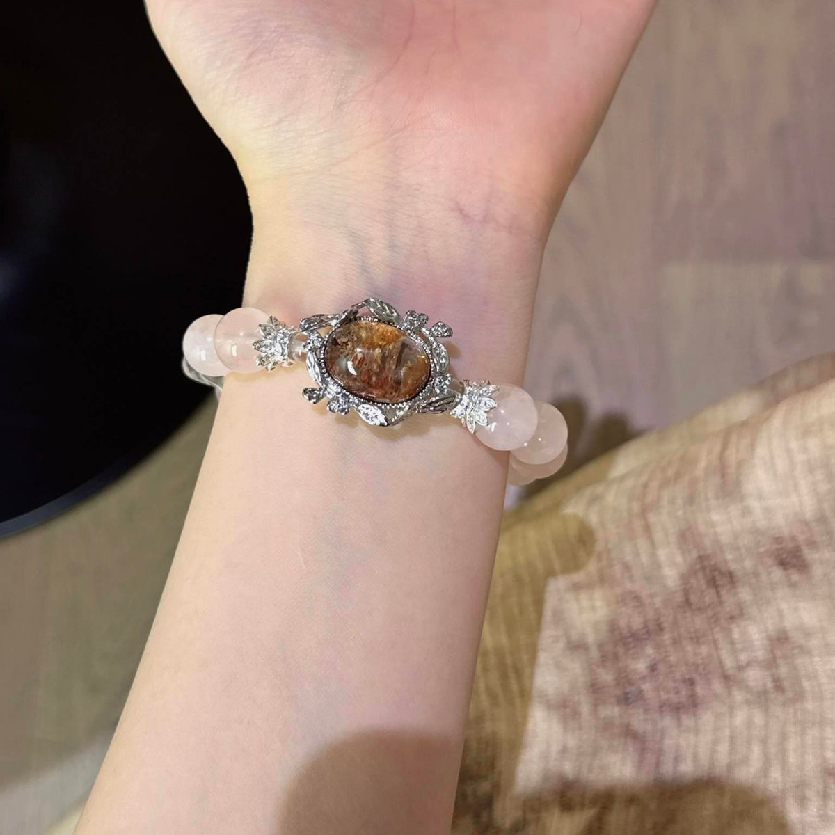 粉水晶白水晶幽灵魔盒手串