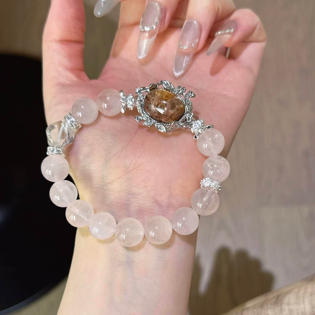 粉水晶白水晶幽灵魔盒手串