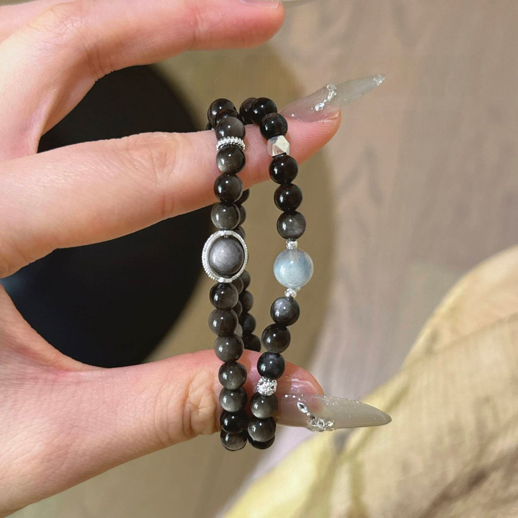 银曜石灰月光多圈手串