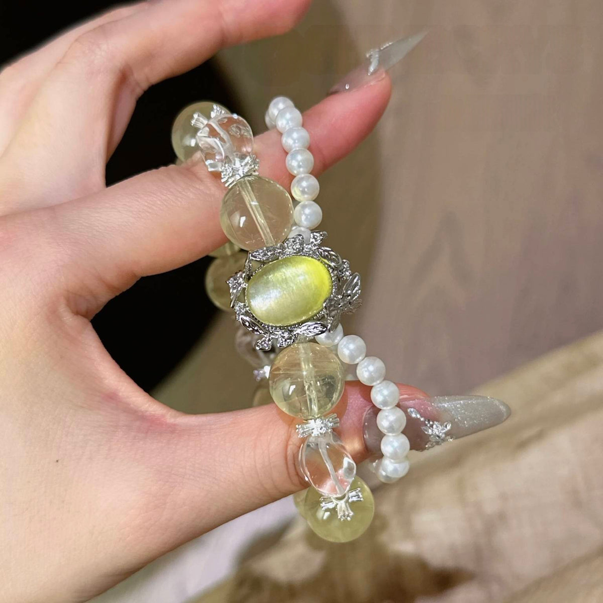 黄水晶黄锂云母魔盒手串