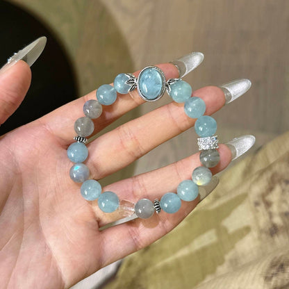 海蓝宝灰月光魔盒手串