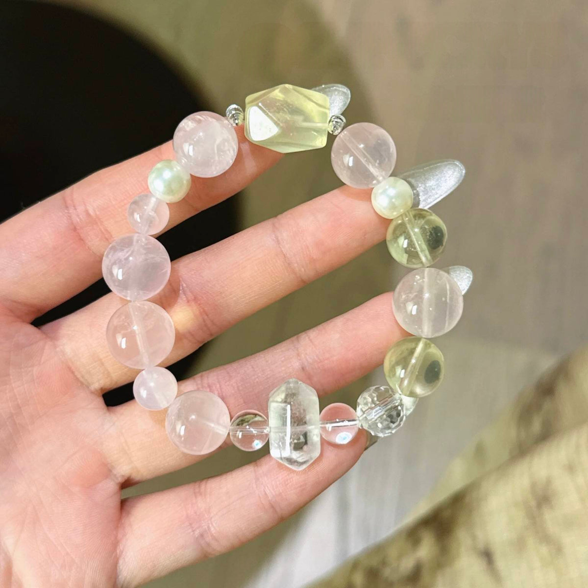 粉水晶白水晶黄水晶手串