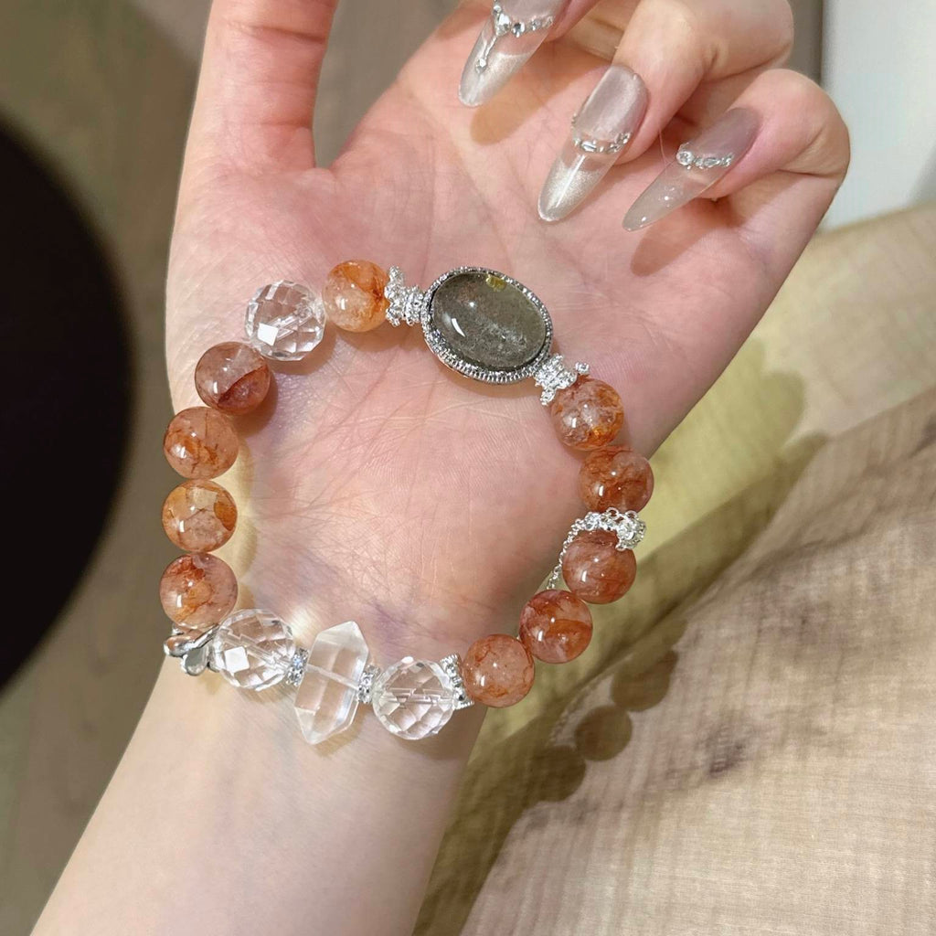 红胶花白水晶绿幽灵魔盒手串