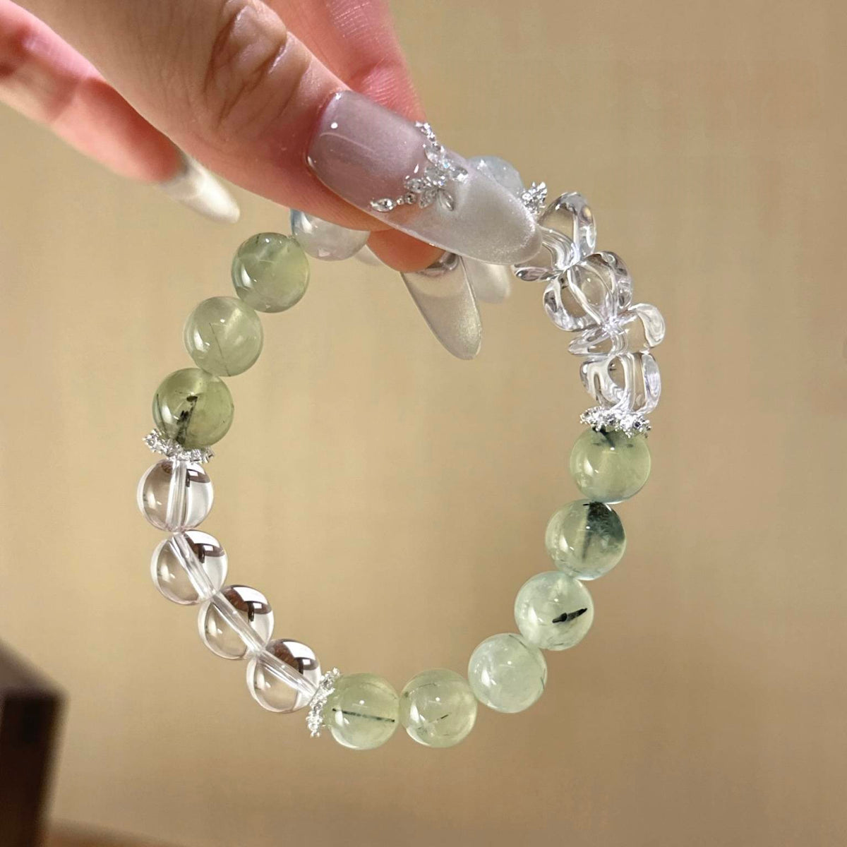 葡萄石白水晶手串