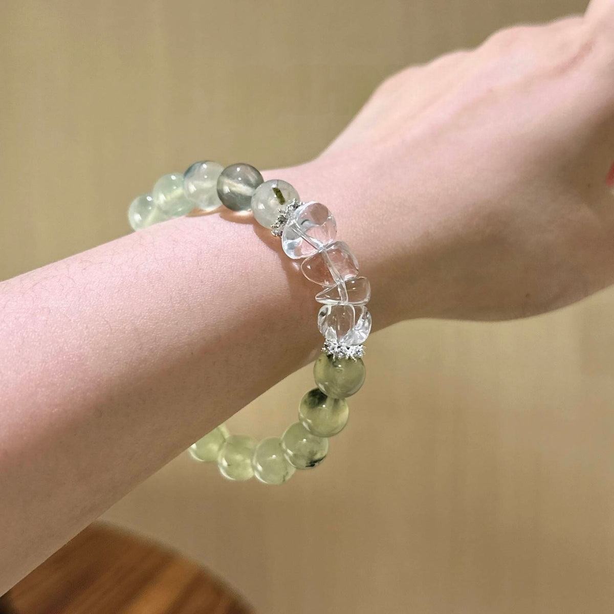 葡萄石白水晶手串