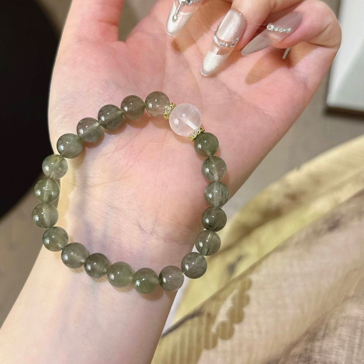 绿发晶蓝月光手串
