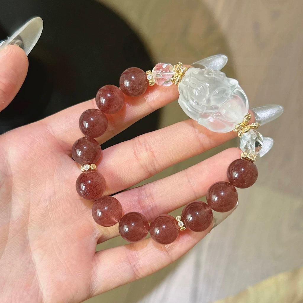 草莓晶白水晶狐狐手串
