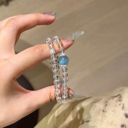 白水晶海蓝宝多圈手串