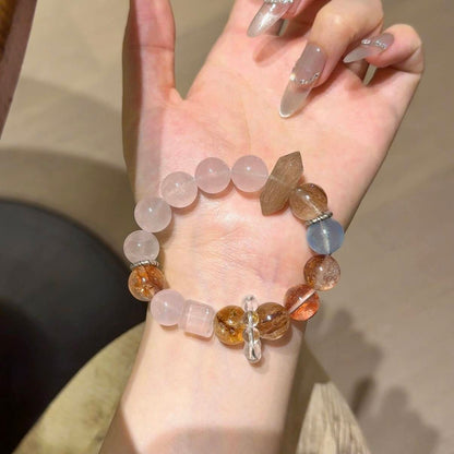 粉水晶发晶海蓝宝黄塔晶多宝手串