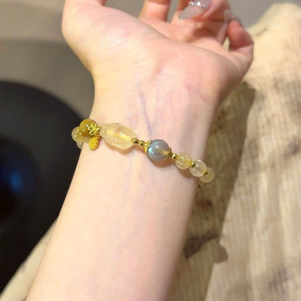 金发晶金虎眼貔貅手串