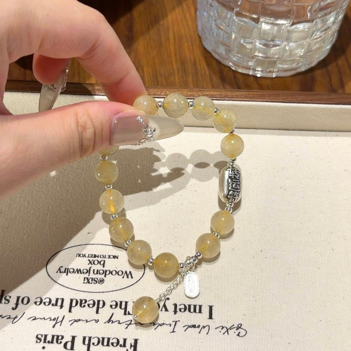 金发晶转运符手串