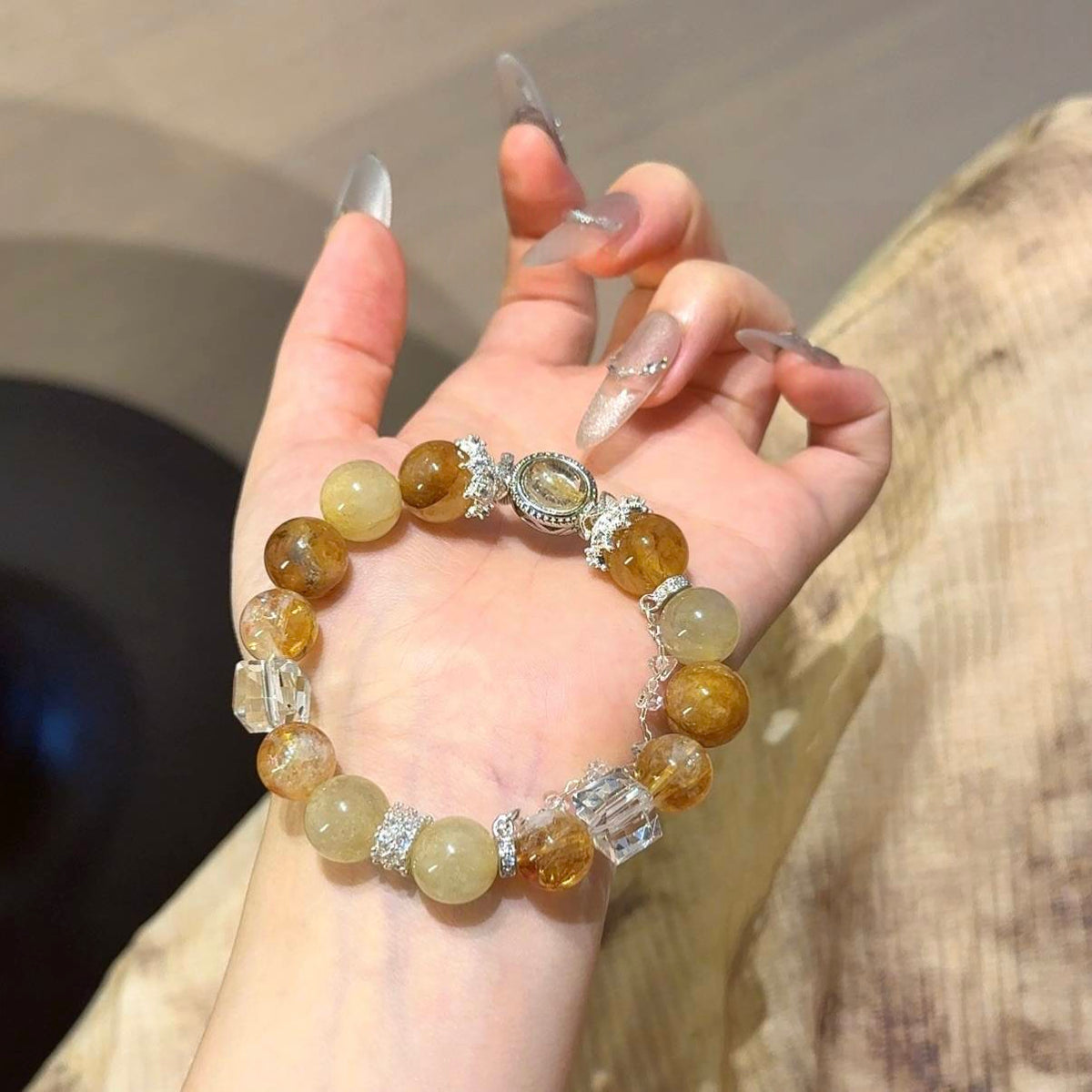 黄胶花金发晶黄塔晶手串