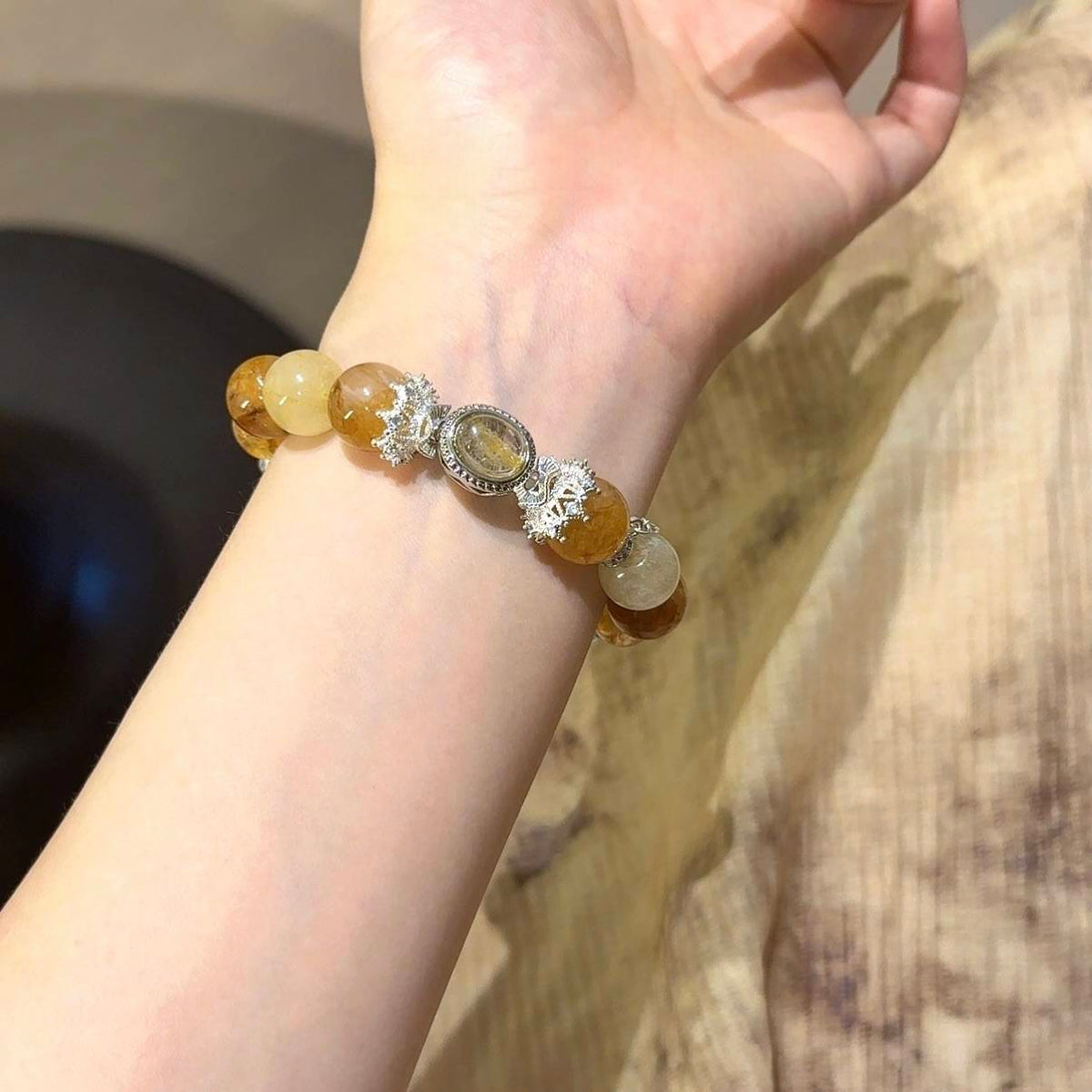 黄胶花金发晶黄塔晶手串