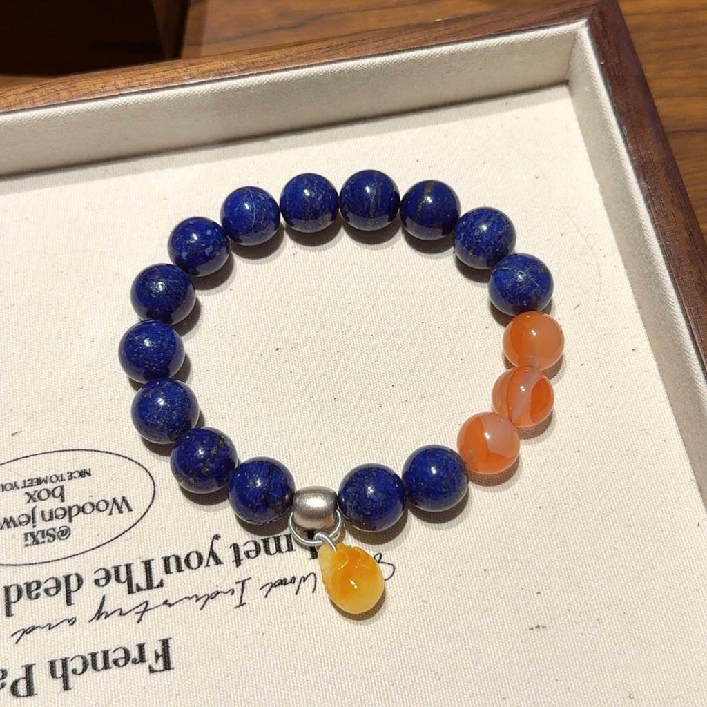 青金石南红玛瑙蜜蜡手串