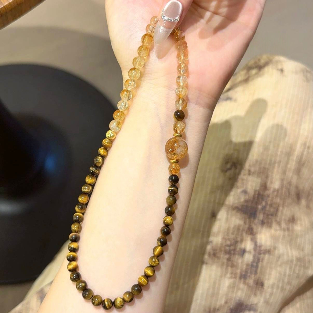 黄虎眼黄塔晶多圈手串