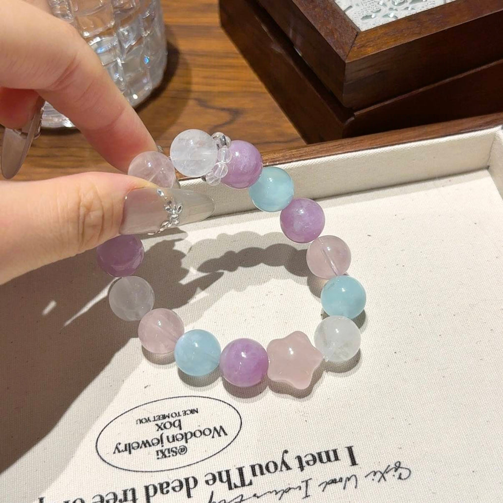 紫锂辉海蓝宝手串