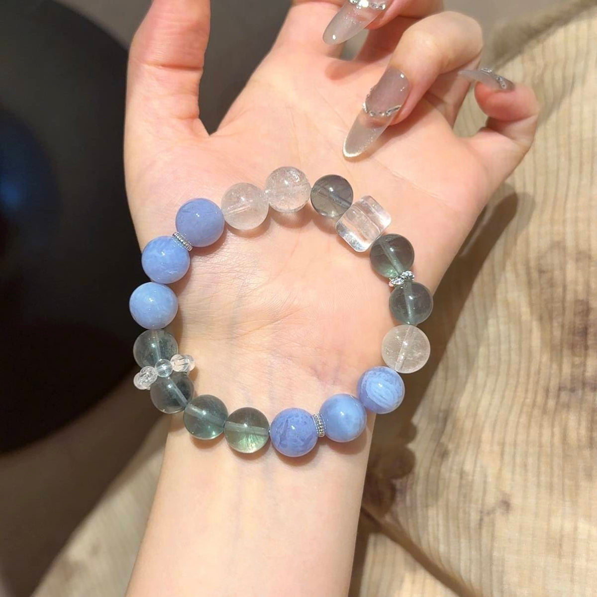 绿萤石蓝玛瑙手串