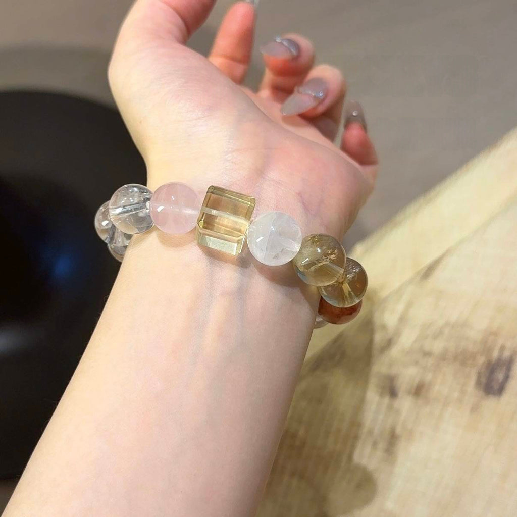 白水晶黄水晶方糖手串