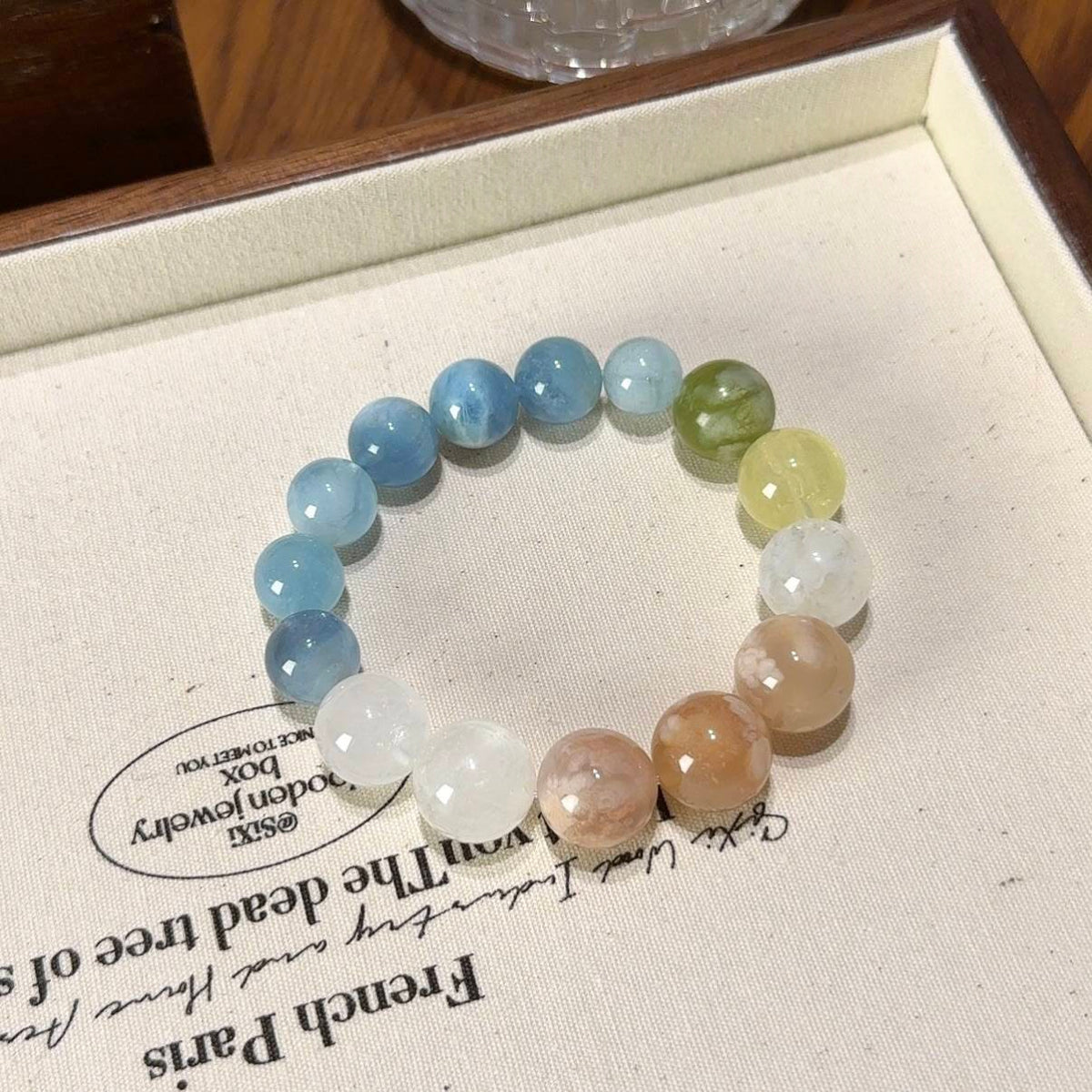 海蓝宝雪花幽灵樱花玛瑙手串