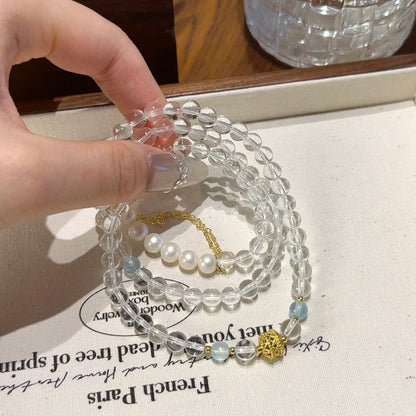 白水晶海蓝宝多圈手串