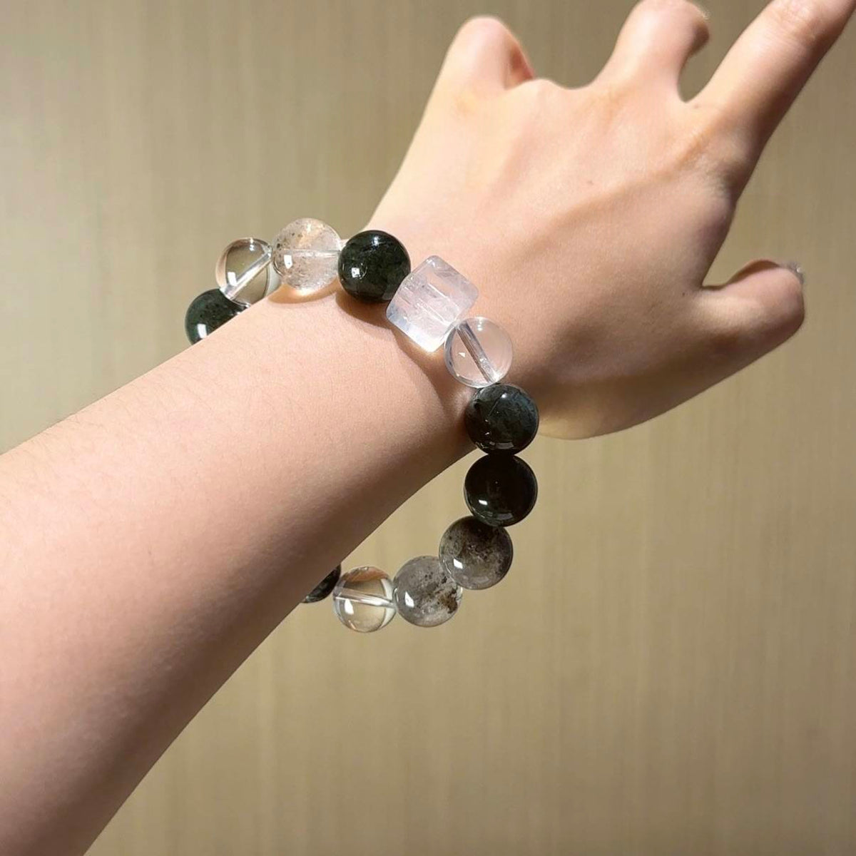 绿龙晶绿发晶方糖手串